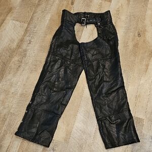 Women's Black Leather Straight Leg Pants